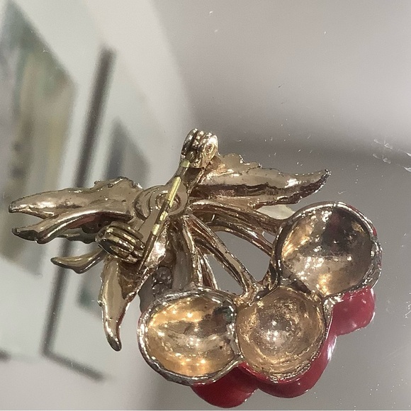 Enamel Cherries Brooch - Picture 4 of 7